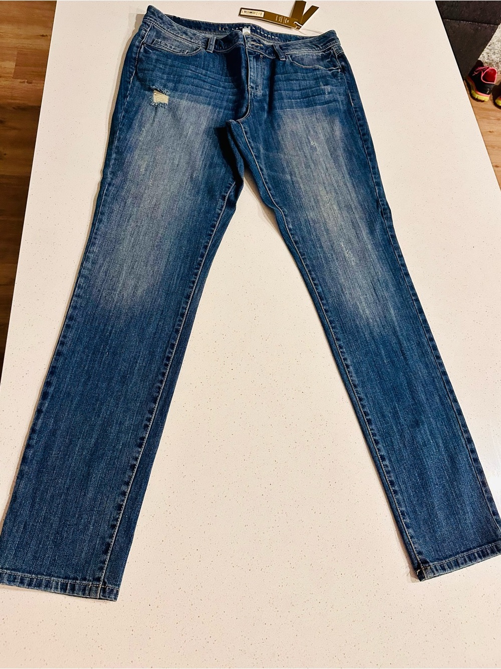 LC Lauren Conrad Medium Wash Straight Leg Jeans with Faded Detail